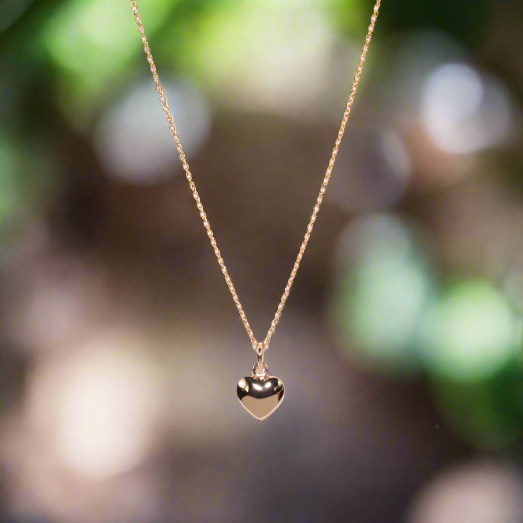 9K Heart Pendant on 45cm Chain