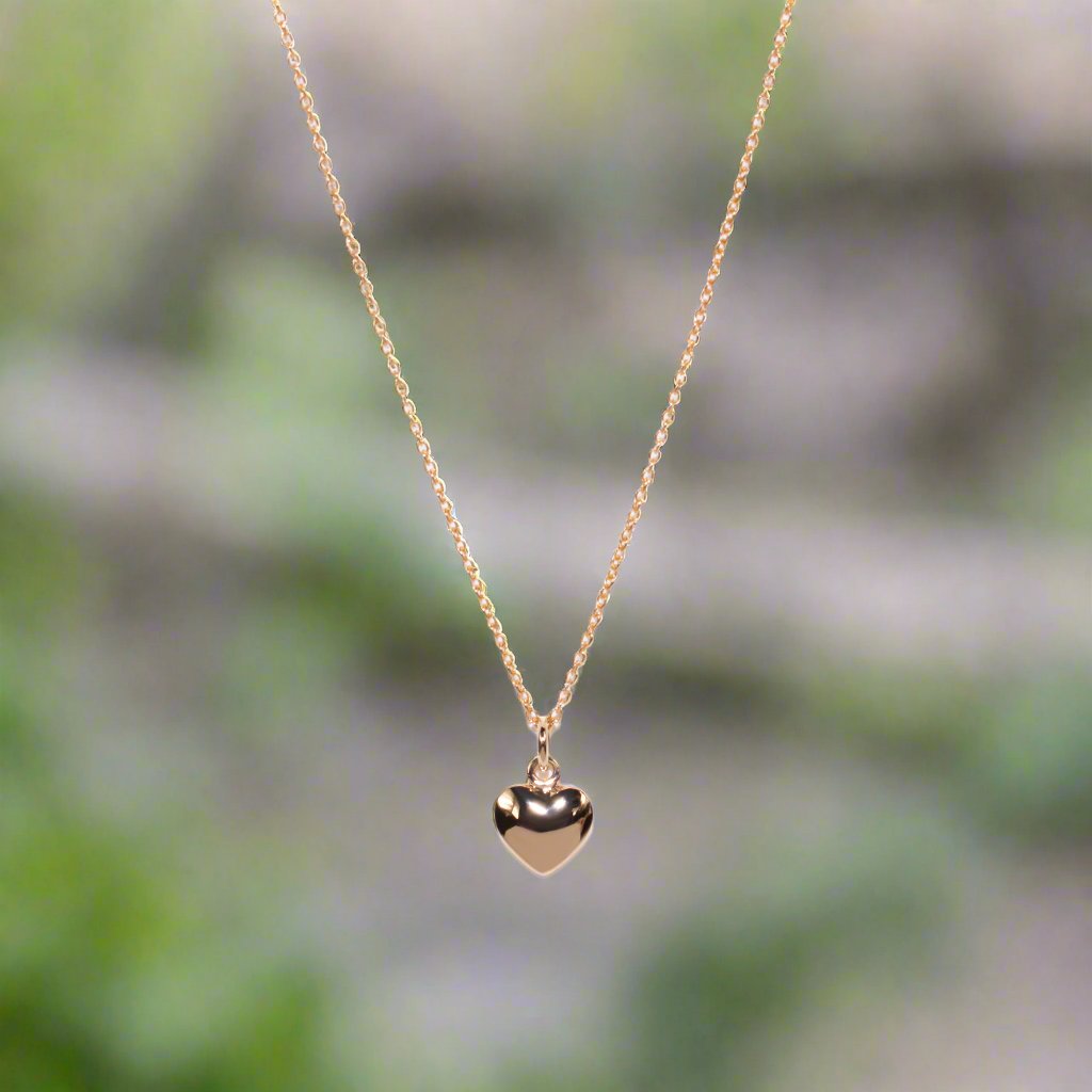 9K Heart Pendant on 45cm Chain