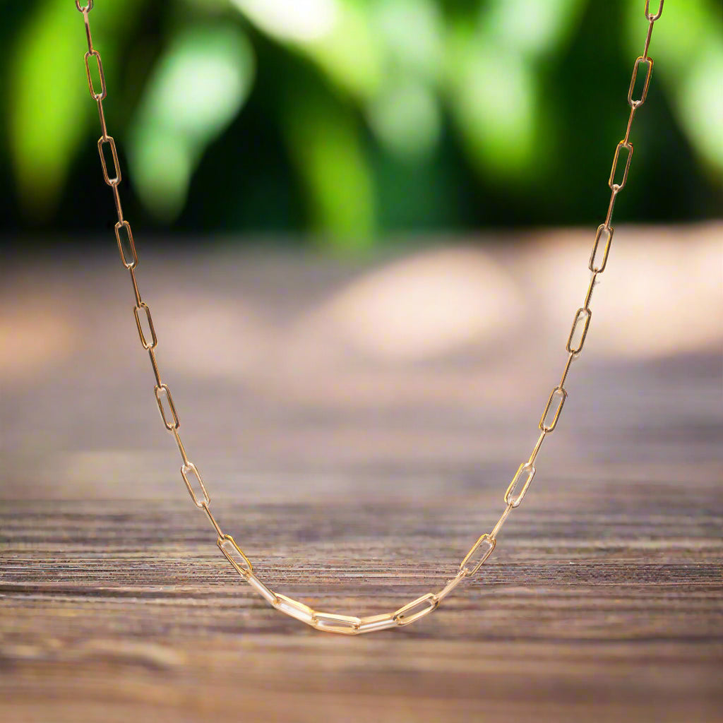 9K Yellow Gold Paperclip Chain