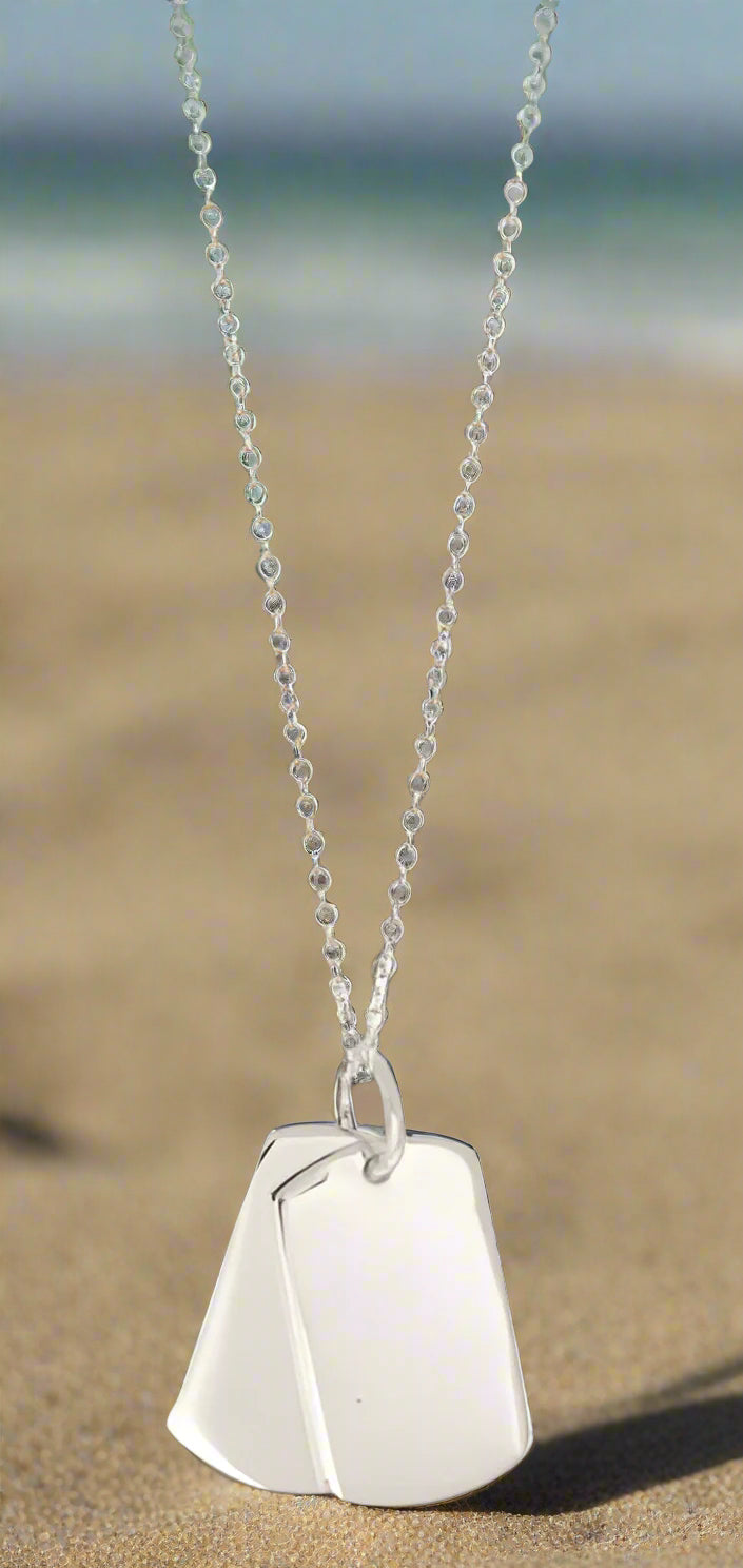 Sterling Silver 15x25mm Double Dog Tag Necklace