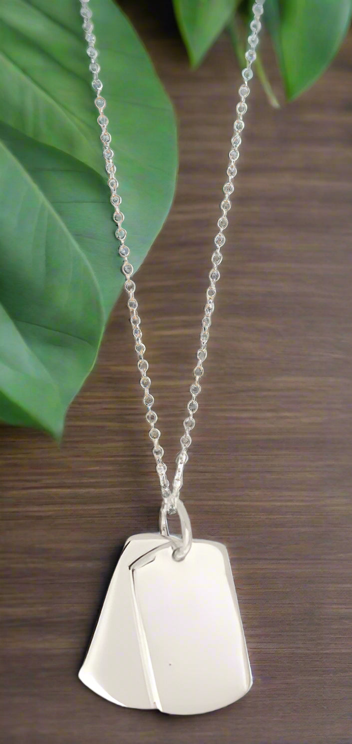 Sterling Silver 15x25mm Double Dog Tag Necklace