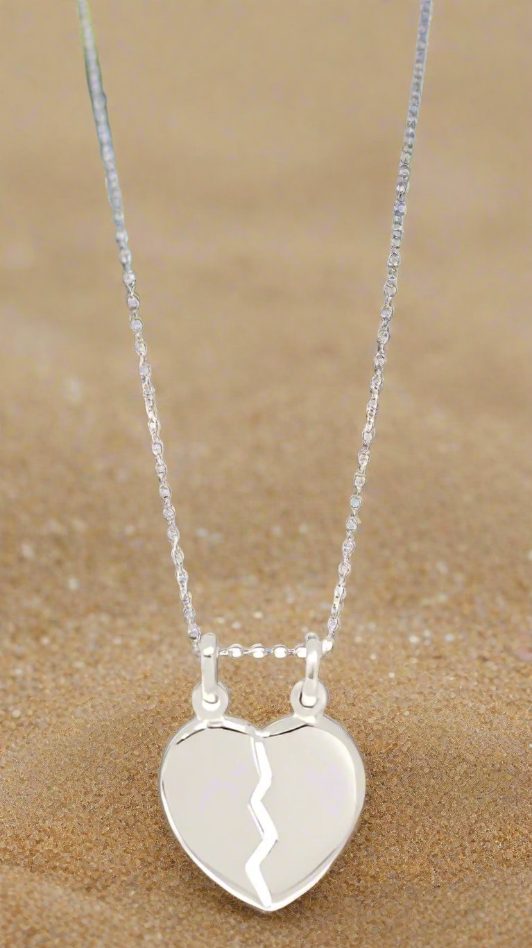 Sterling Silver Plain Share Heart Necklace
