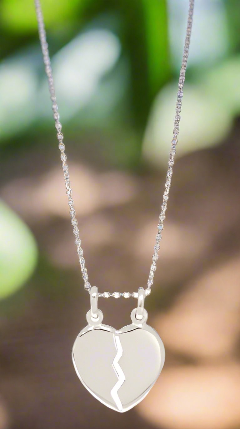 Sterling Silver Plain Share Heart Necklace