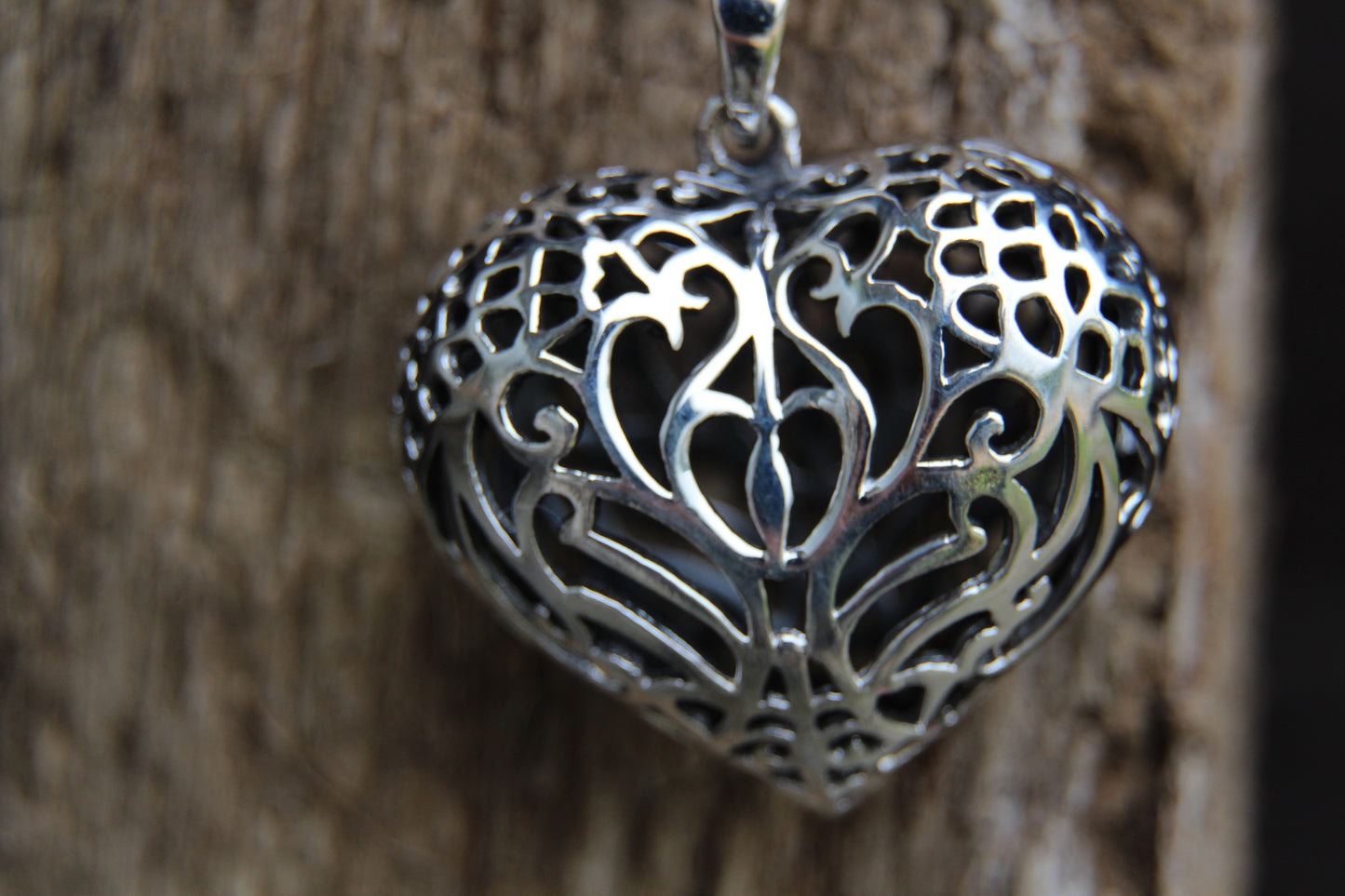 Sterling Silver Filigree Oxidised Heart Pendant