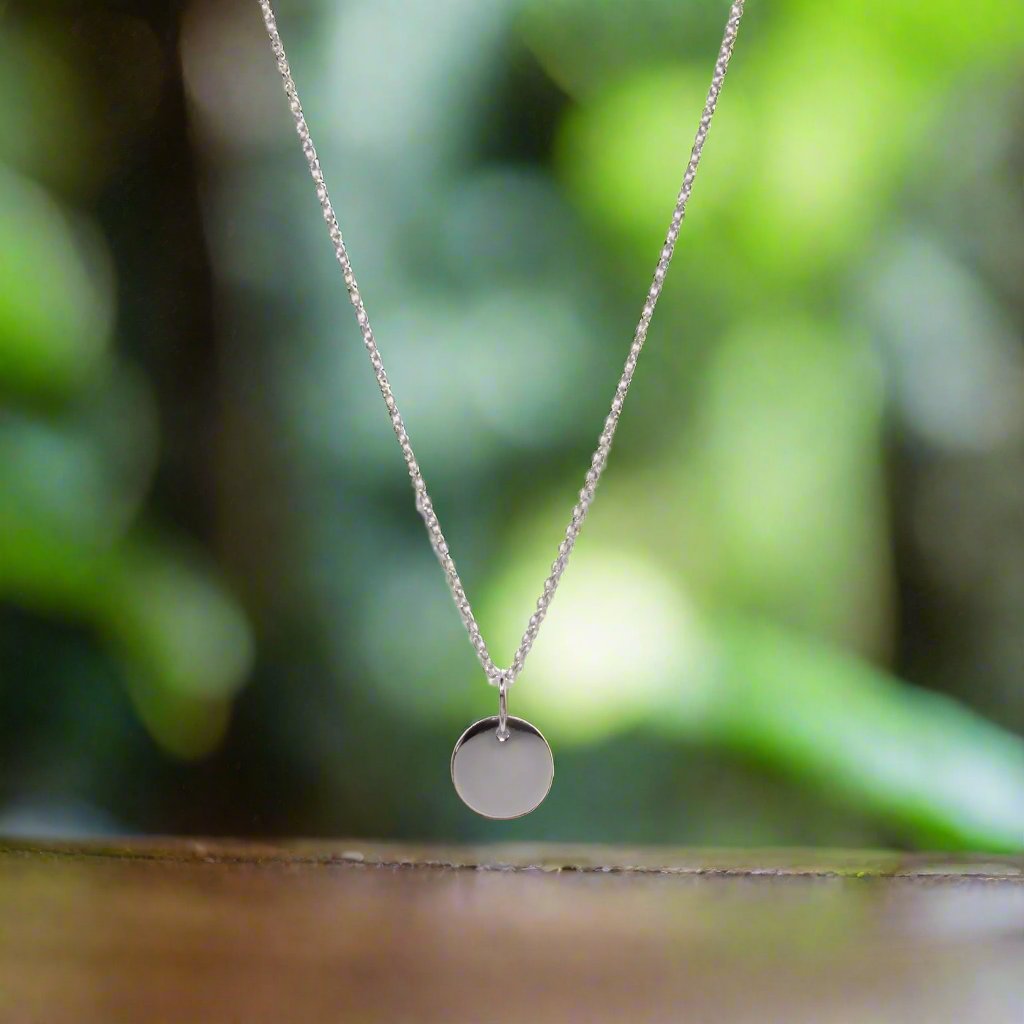 Sterling Silver 10mm Round Disc Pendant