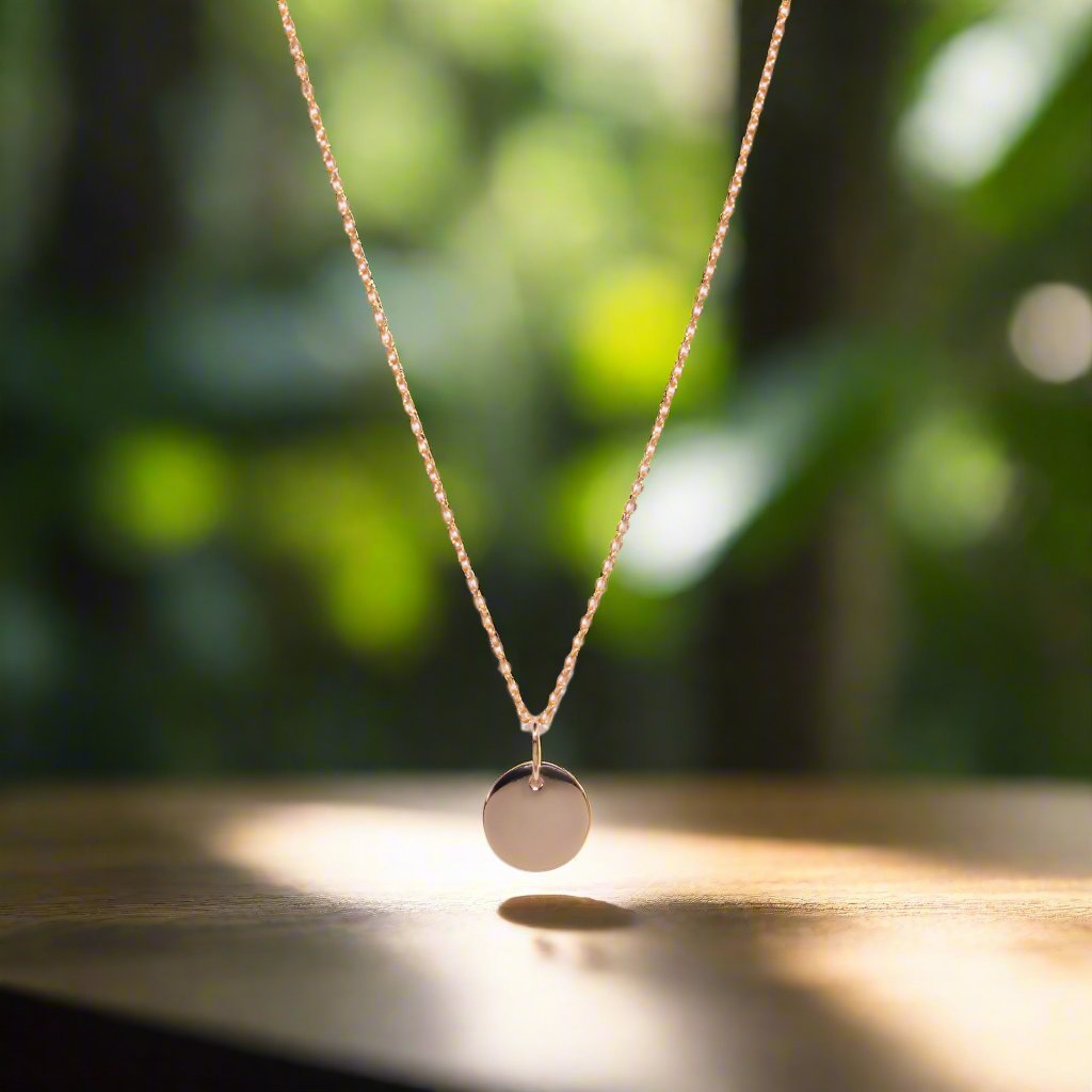 9K Yellow Gold 10mm Round Disc Pendant