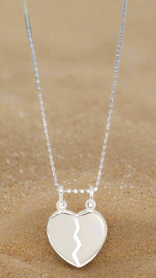 Sterling Silver Plain Share Heart Necklace