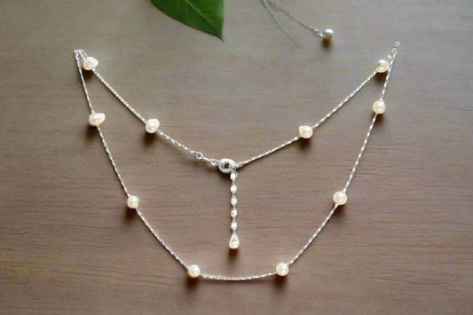 Sterling Silver Oval Belcher Chain with 5mm Pink Pearls