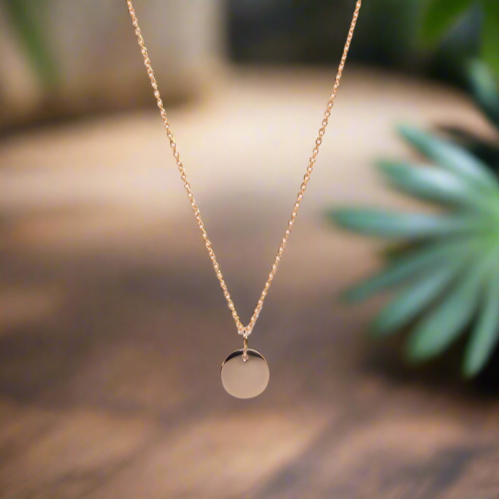 9K Yellow Gold 10mm Round Disc Pendant
