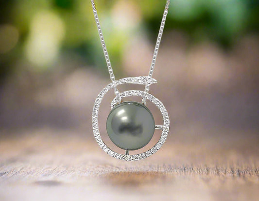 Tahitian Pearl & Diamond Pendant
