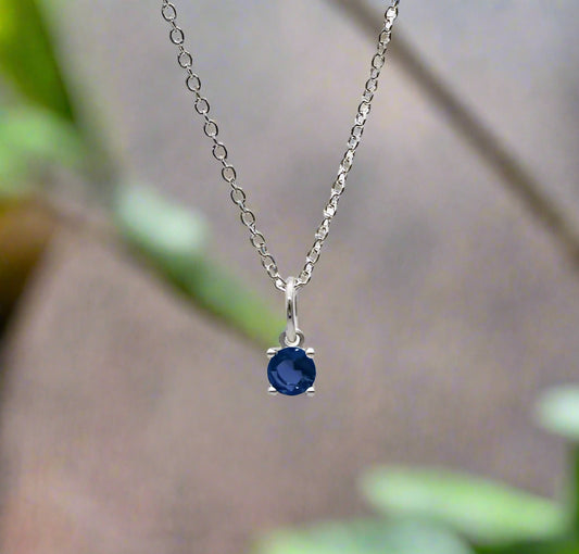 September Birthstone Necklace – Sterling Silver & Sapphire